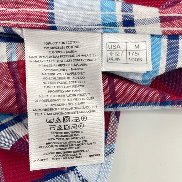 Brooks Brothers Button Down Shirt Mens M Red Plaid Supima Cotton Regent Non-Iron - Picture 3 of 9